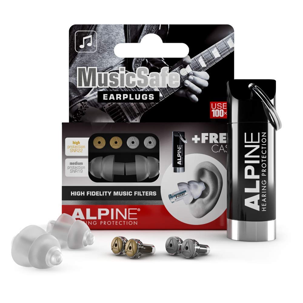 Tapón Alpine MusicSafe con filtro 19 dB para ensayos y conciertos.