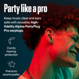 Alpine PartyPlug Pro Black con tapas S para ajuste cómodo y seguro.