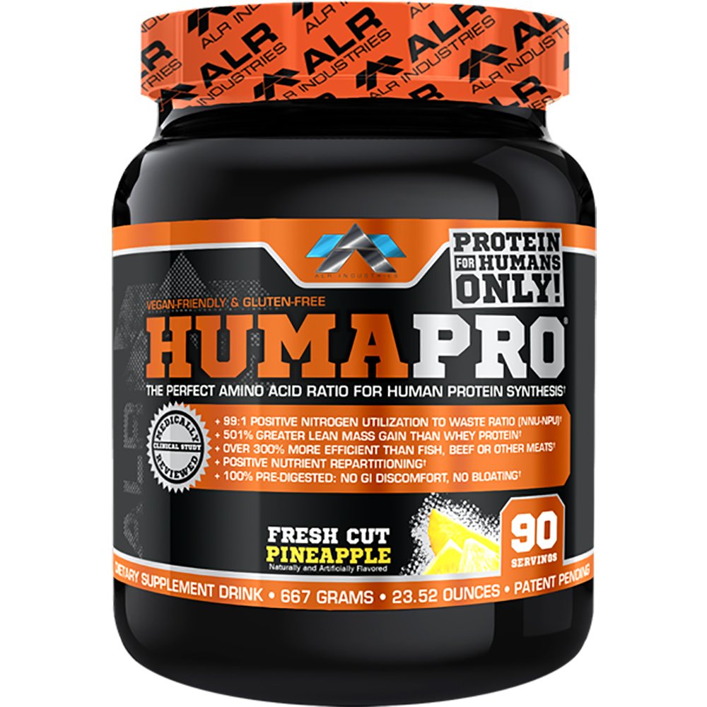 Humapro de ALR Industries en envase abierto, ideal para toma rápida de proteína limpia