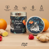 Vela Altar de Corpus naranja jengibre, aroma energizante para salas y dormitorios.