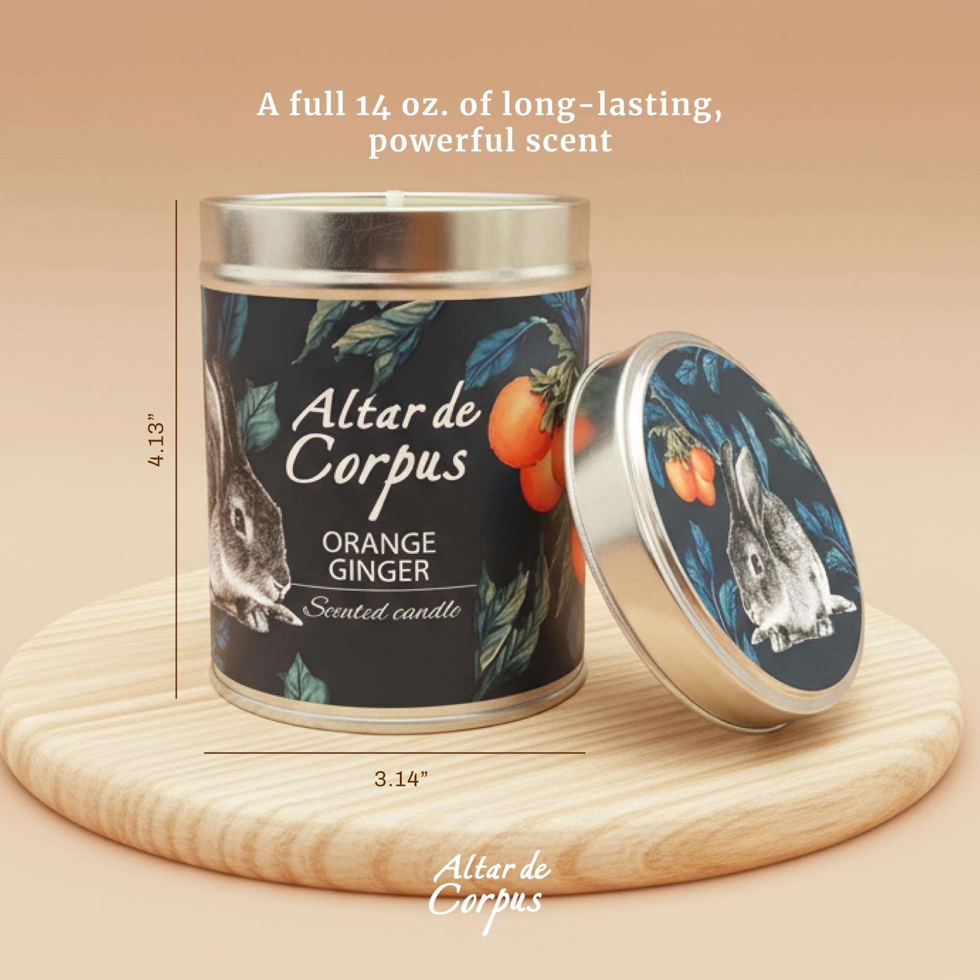 Vela Altar de Corpus naranja jengibre, mecha de algodón para quemado limpio.