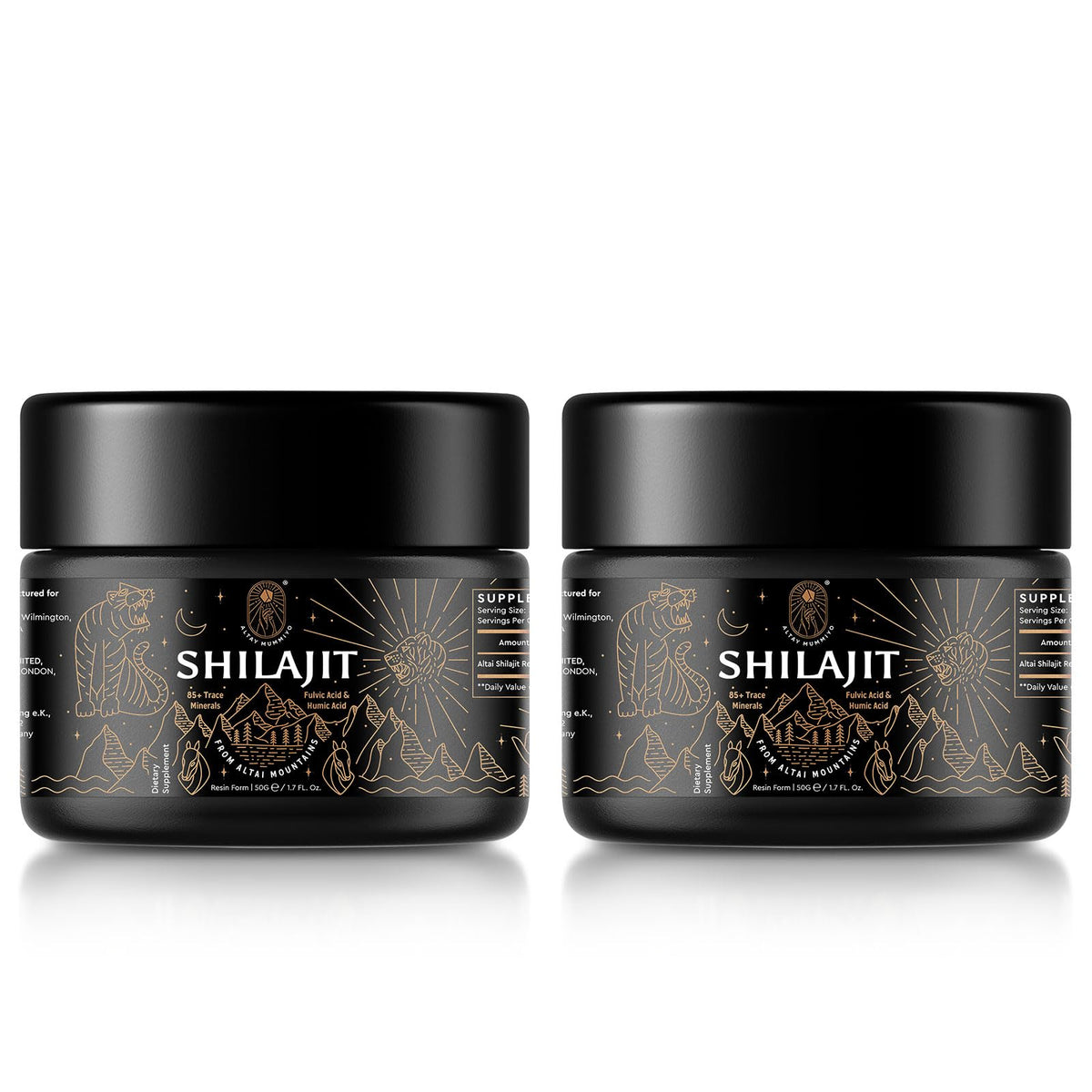 ALTAY MUMMIYO resina Shilajit dorada en jarra, fuente natural de energía.