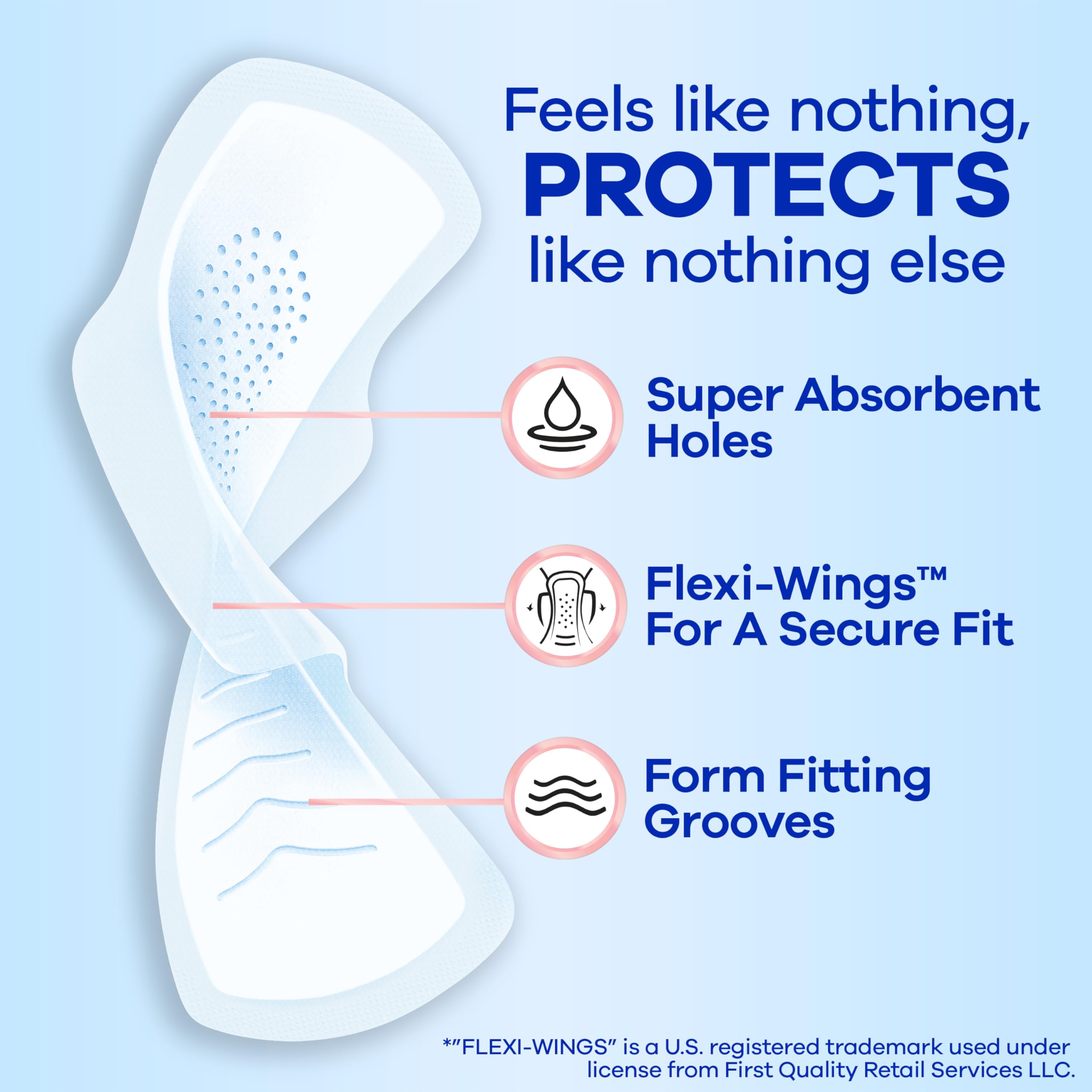 Always Infinity FlexFoam con alas que se mantienen en su lugar.