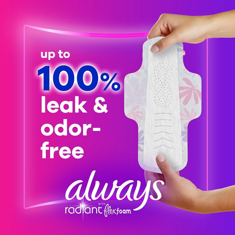 Always Radiant compresas con alas perfumadas, uso diario cómodo y discreto.
