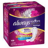 Always Radiant protectores diarios multiestrilo, ajuste perfecto para distintos estilos de lencería