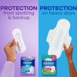 Always Radiant protectores diarios, regular sin perfume, color blanco discreto.