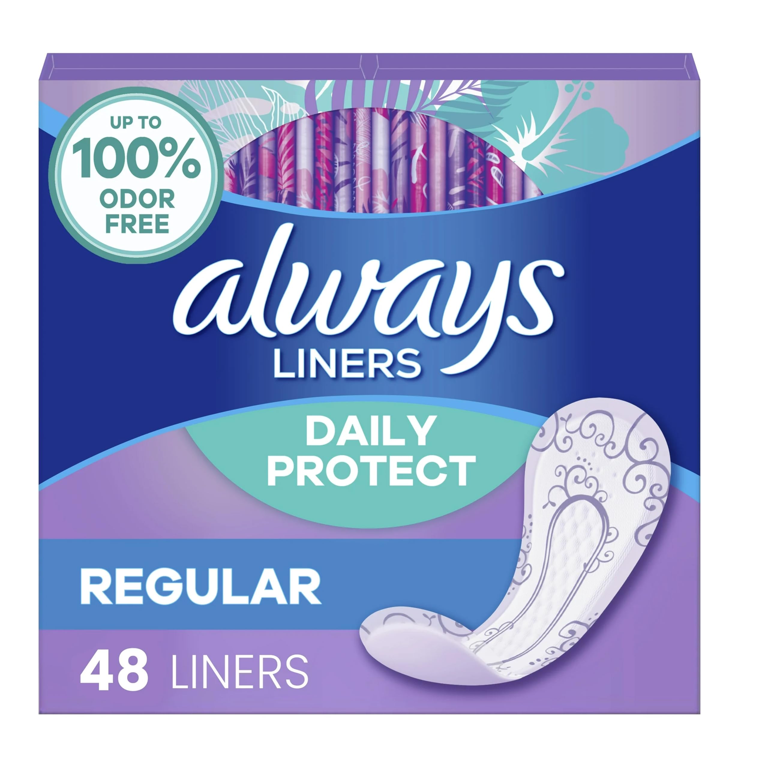 Always Radiant protectores diarios, regular sin perfume, uso diario discreto.