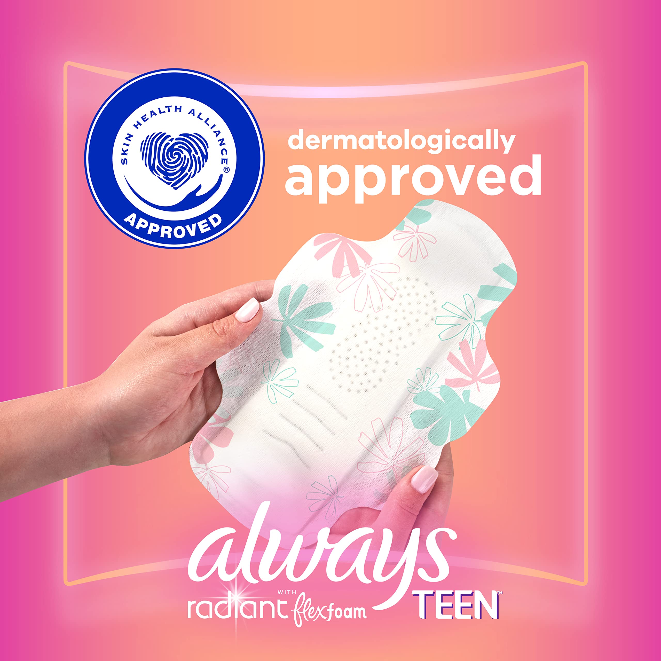 Always Radiant Teen absorvente dura hasta diez horas, ideal para escuela.