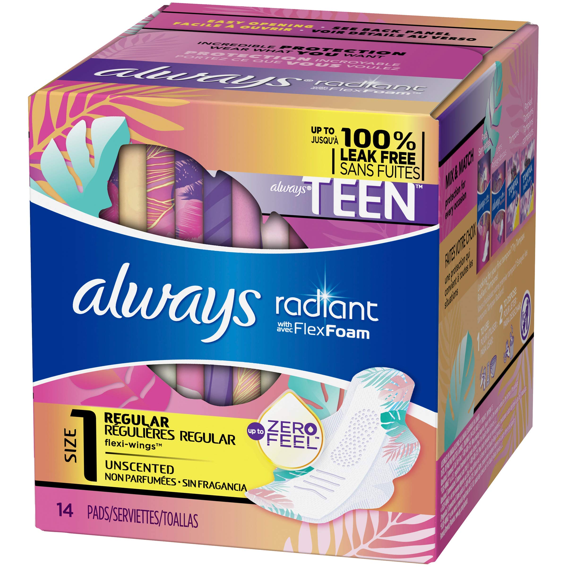 Always Radiant Protectores con alas y absorción confiable para uso diario