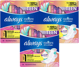 Always Radiant Protectores para adolescentes con alas, sin aroma, protección diaria