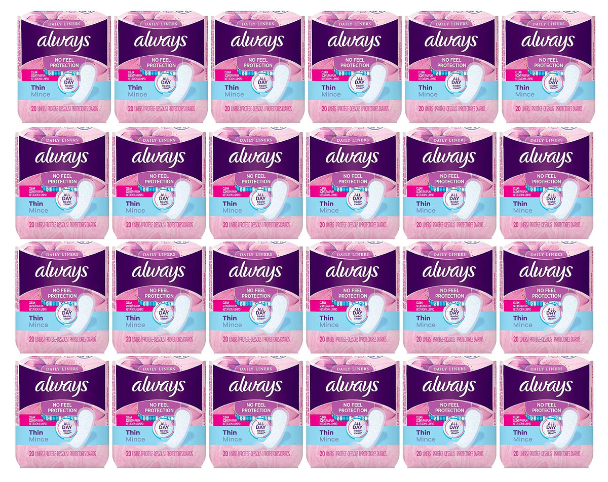 Always Thin protectores diarios finos, empaque 24, protección discreta para uso diario