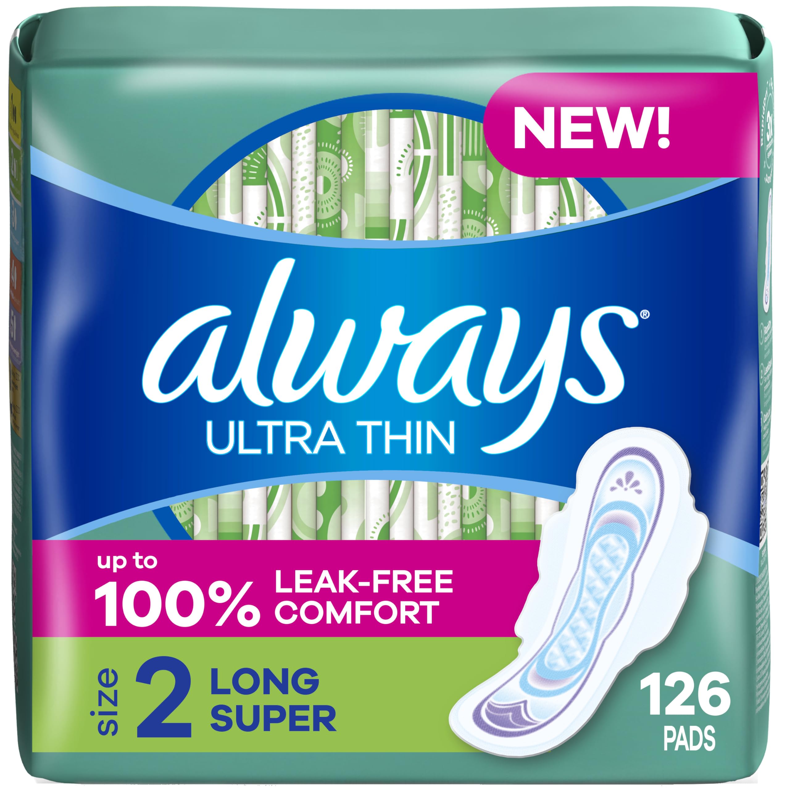 Always Ultra Thin Pads con Alas, empaque de tres paquetes para conveniencia diaria