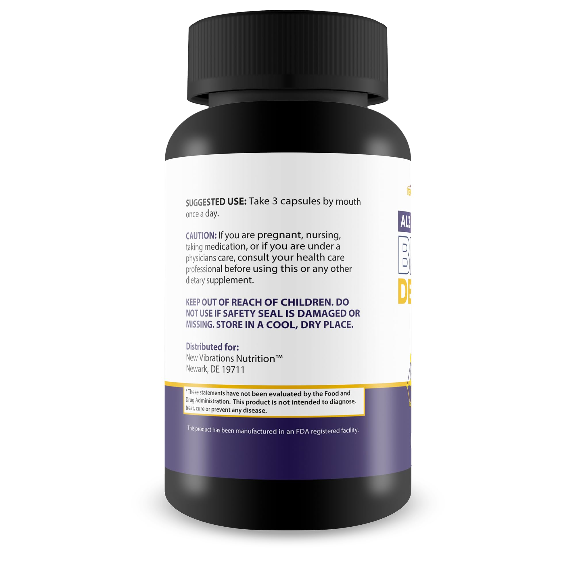 ALZ Brain Defence Pro etiqueta clara para consumo seguro y lectura rápida.