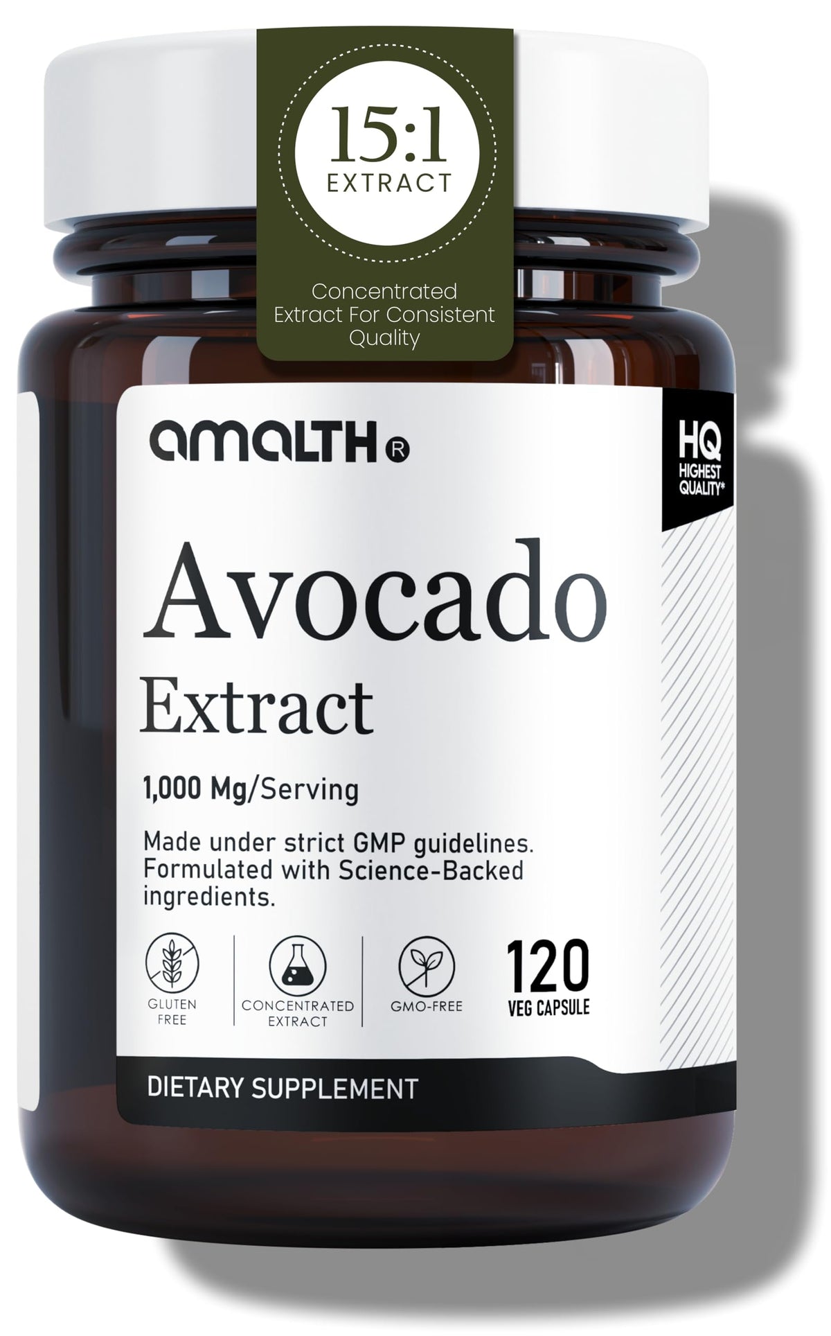 AMALTH Avocado cápsulas frente: impulso diario para movilidad y digestión saludable.