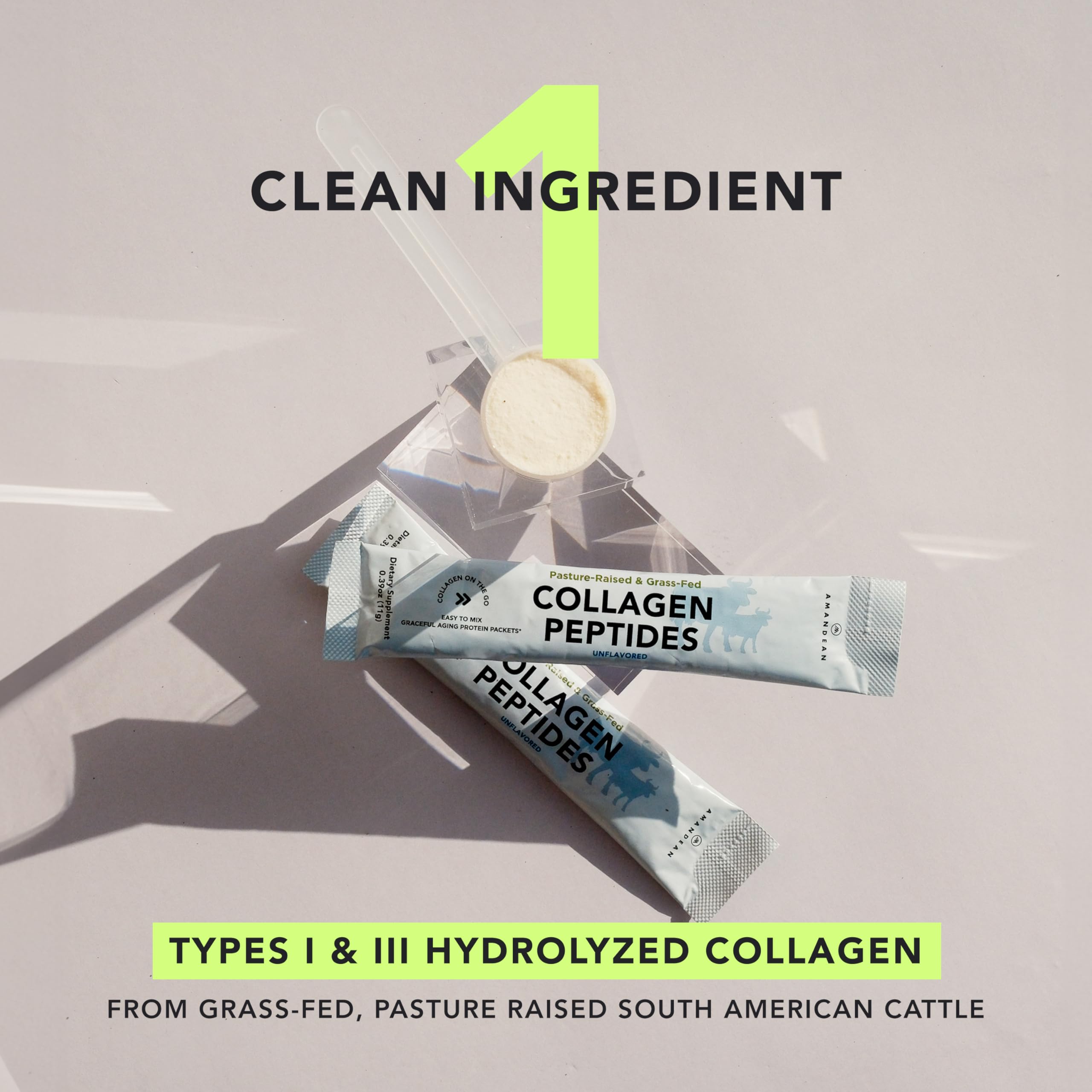 AMANDEAN colágeno polvo sin sabor, fácil de disolver