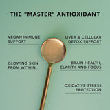 AMANDEAN Glutatión liposomal, etiqueta clara, información de ingredientes visible.