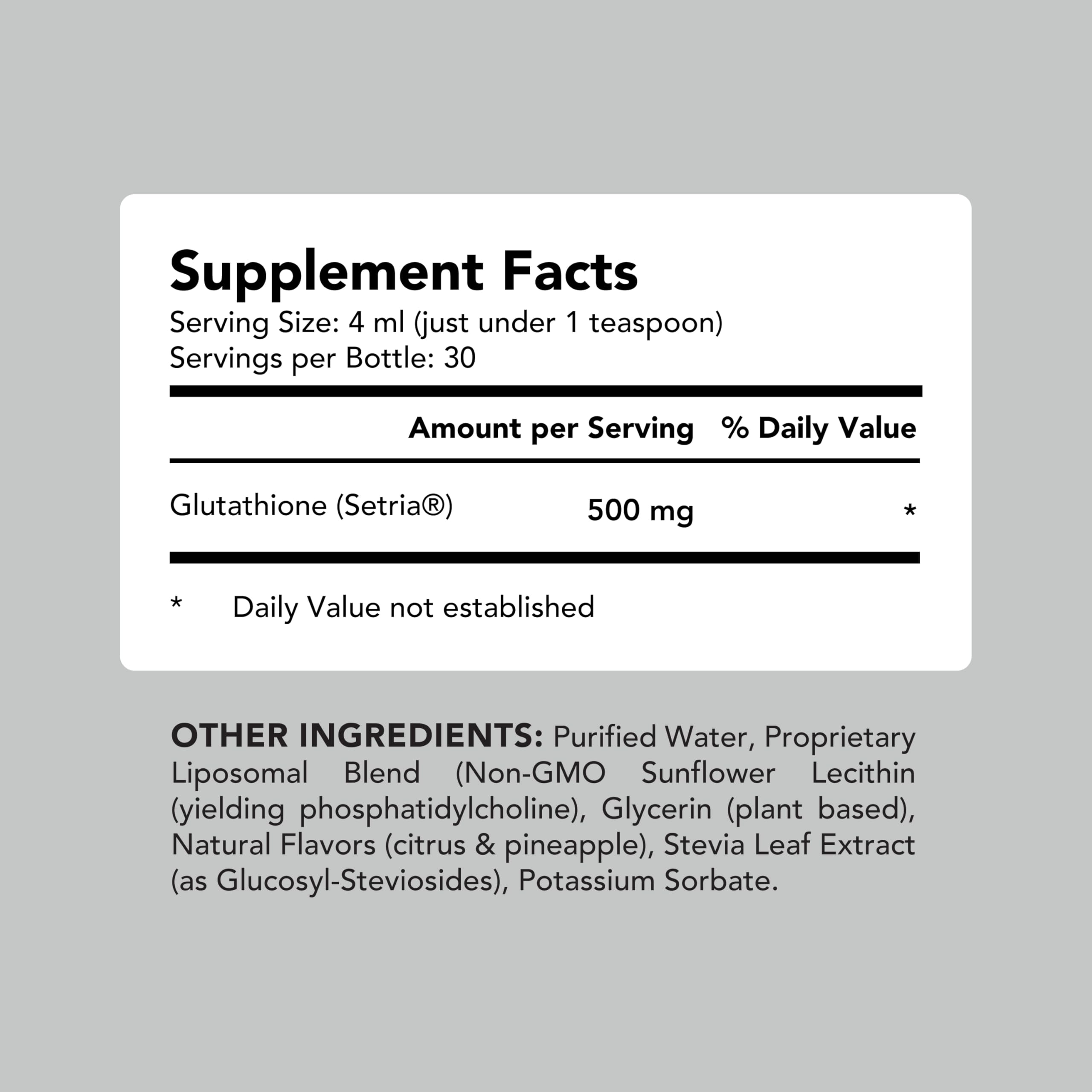 AMANDEAN Glutatión liposomal, envase oscuro, protege la fórmula.