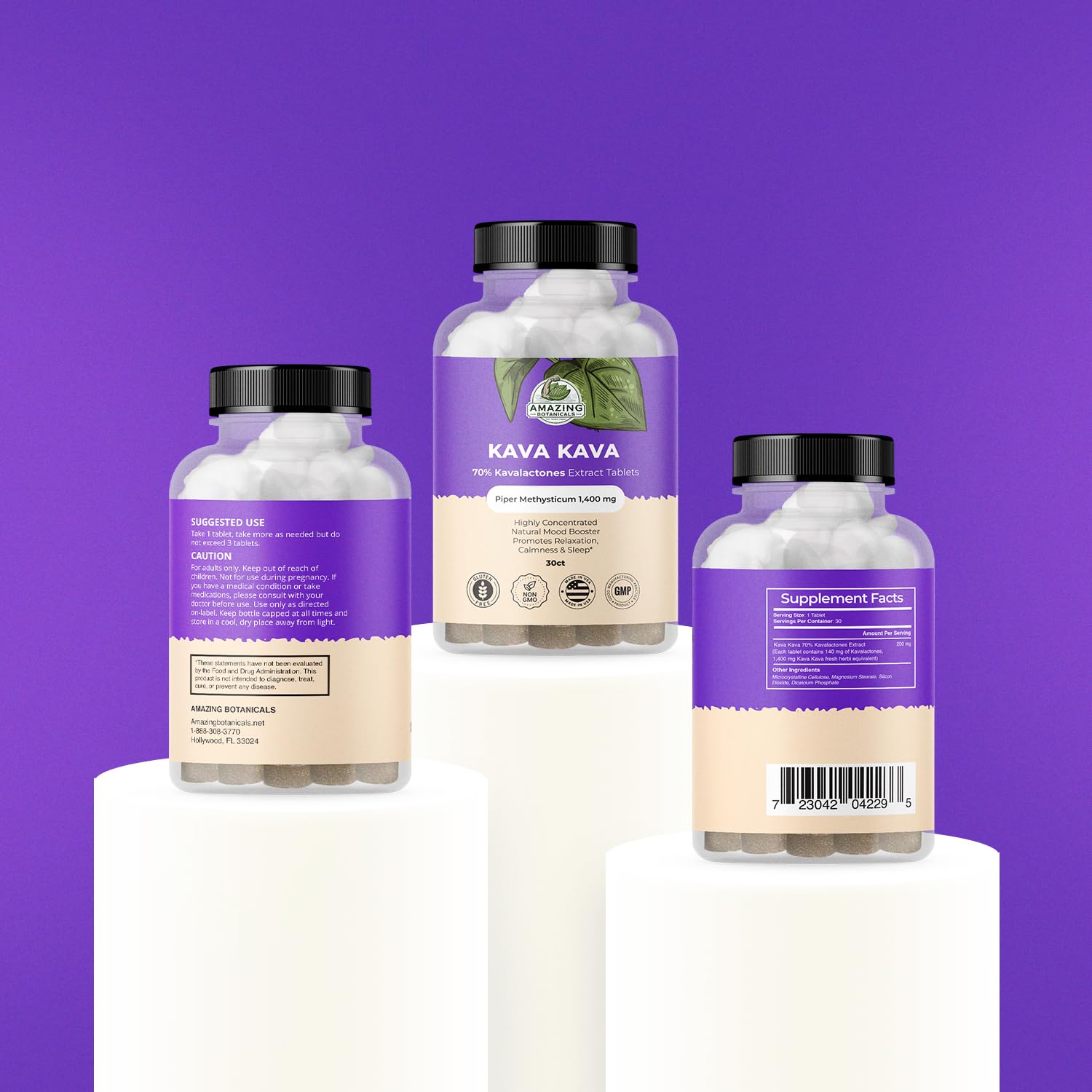 Amazing Botanicals Kava Extracto Tabletas ingredientes: kava de calidad para uso diario.