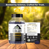 Enfoque en Shilajit 1000 mg y ácido fúlvico para vitalidad con Amazing Botanicals.