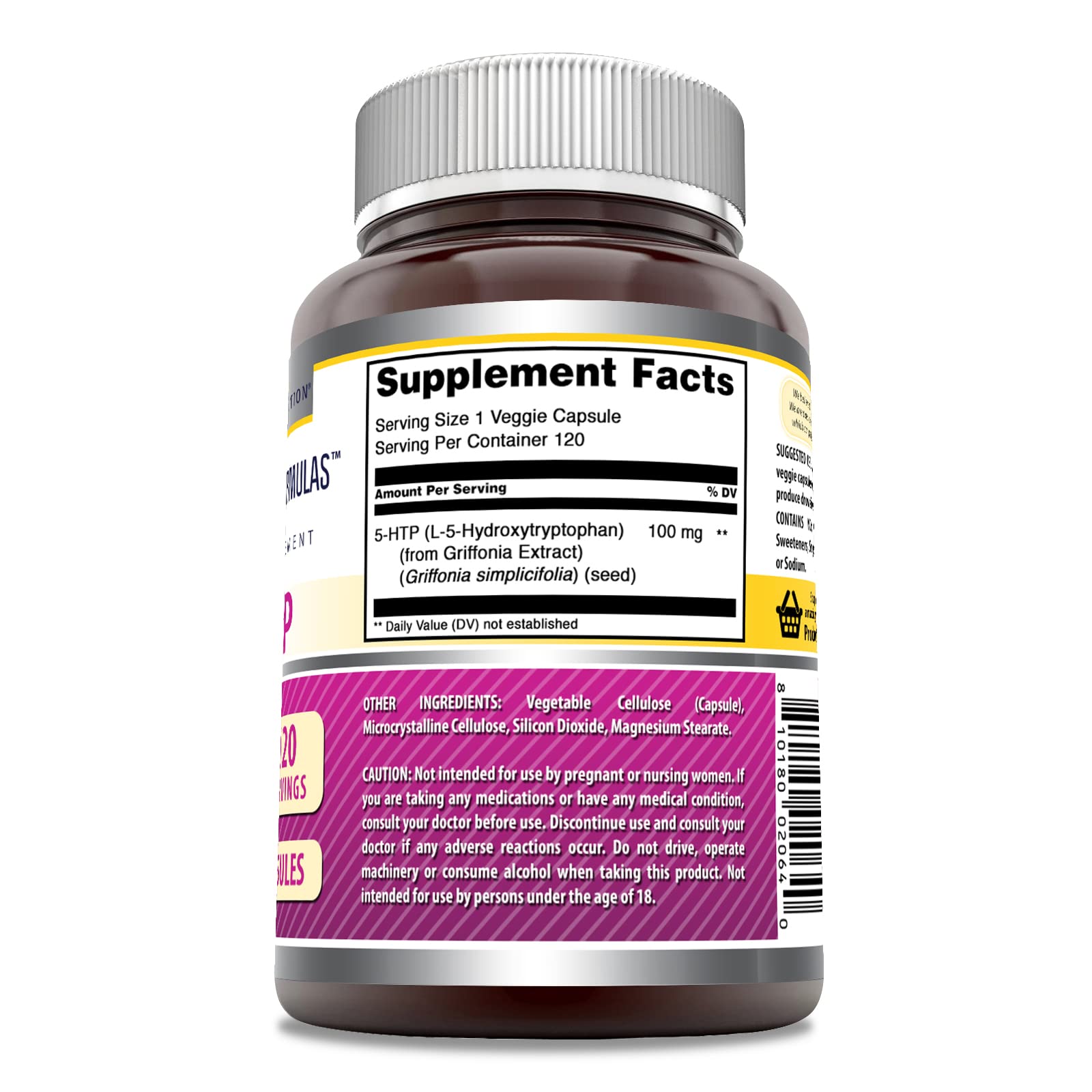 Amazing Formulas 5-HTP cápsulas vegetales en envase portátil