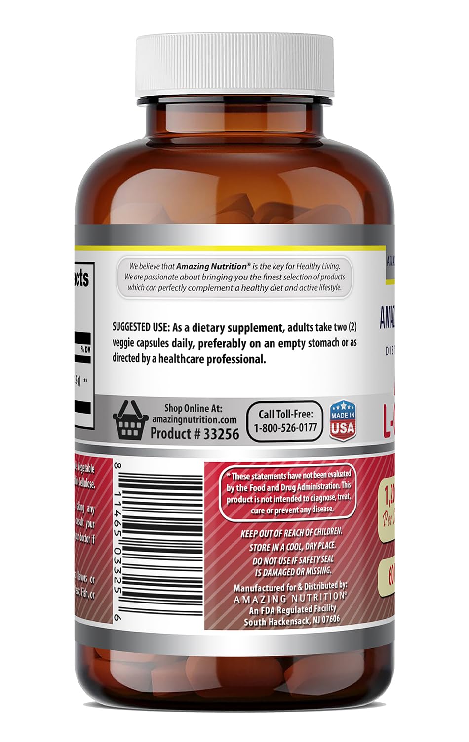 Amazing Formulas Acetil L-Carnitina 1200 mg, cápsulas vegetarianas, fácil de tomar.