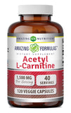 Amazing Formulas Acetyl L-Carnitine, botella frontal destaca la presentación para comprar con facilidad.