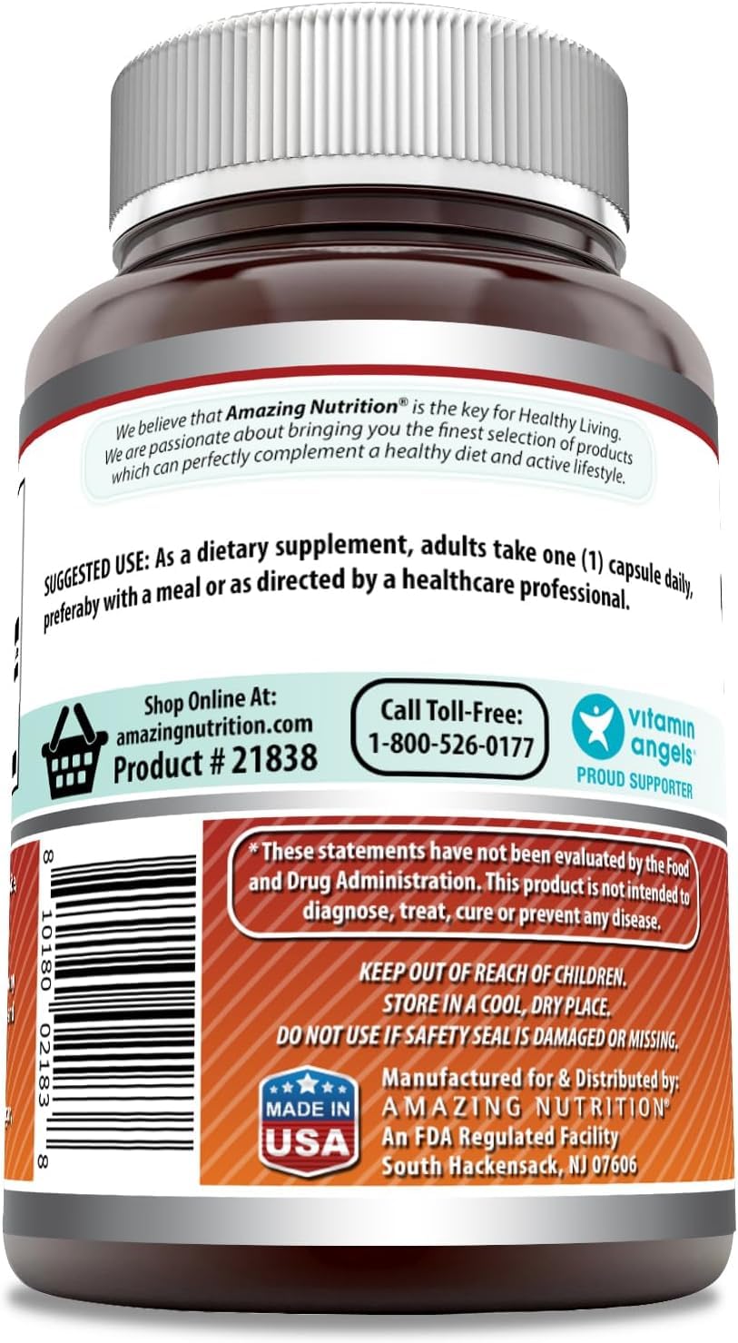 Cápsulas de Amazing Formulas ácido fólico 800 mcg, uso diario seguro