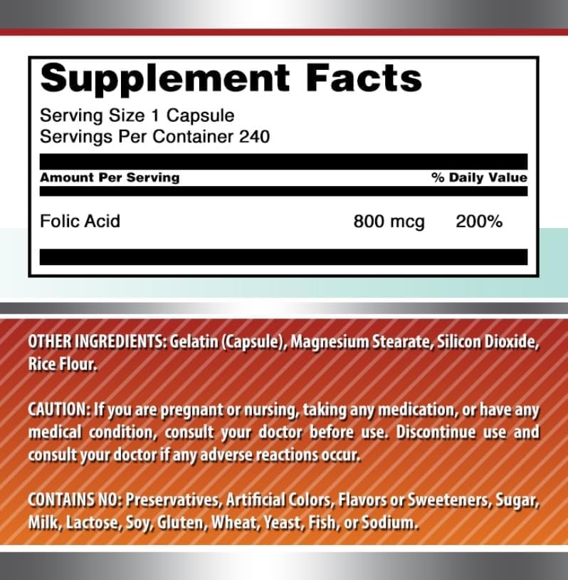Envase de Amazing Formulas ácido fólico 800 mcg, paquete de 3 para ahorro