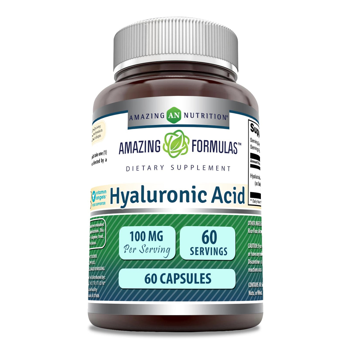 Amazing Formulas ácido hialurónico 100 mg - botella: hidratación suave para la piel.