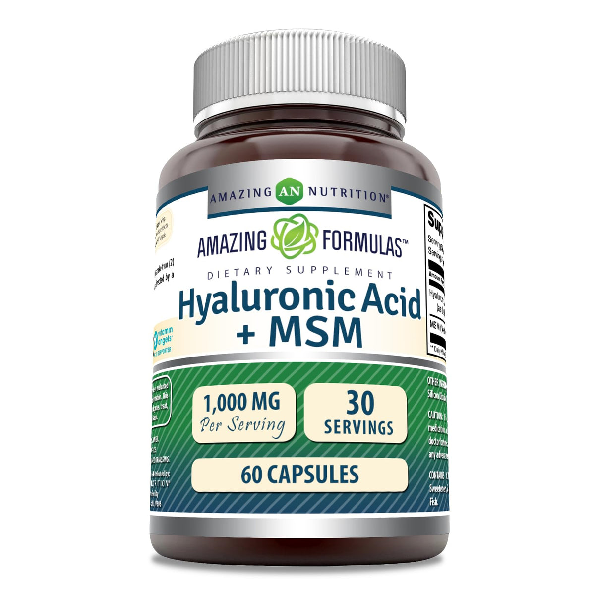 Amazing Formulas ácido hialurónico MSM cápsulas en bote para uso diario