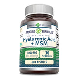 Amazing Formulas ácido hialurónico MSM cápsulas en bote para uso diario