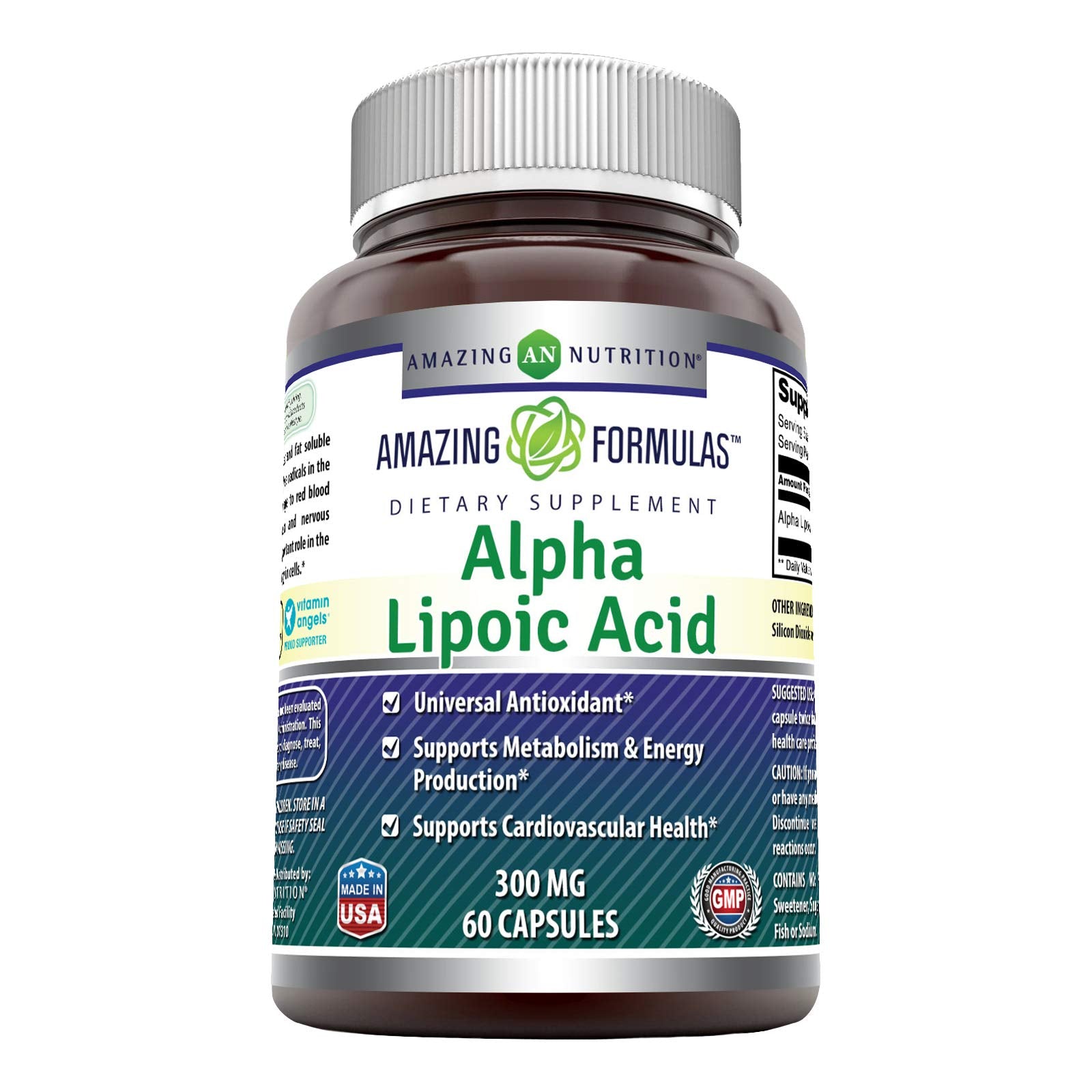 Amazing Formulas ácido lipoico 300 mg, cápsulas para uso diario.