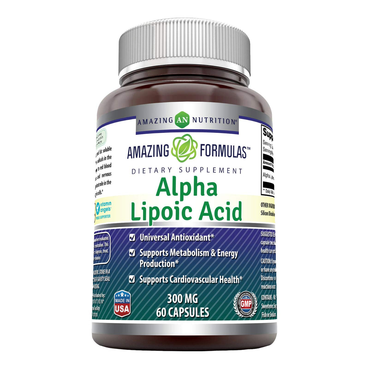 Amazing Formulas ácido lipoico 300 mg, cápsulas para uso diario.