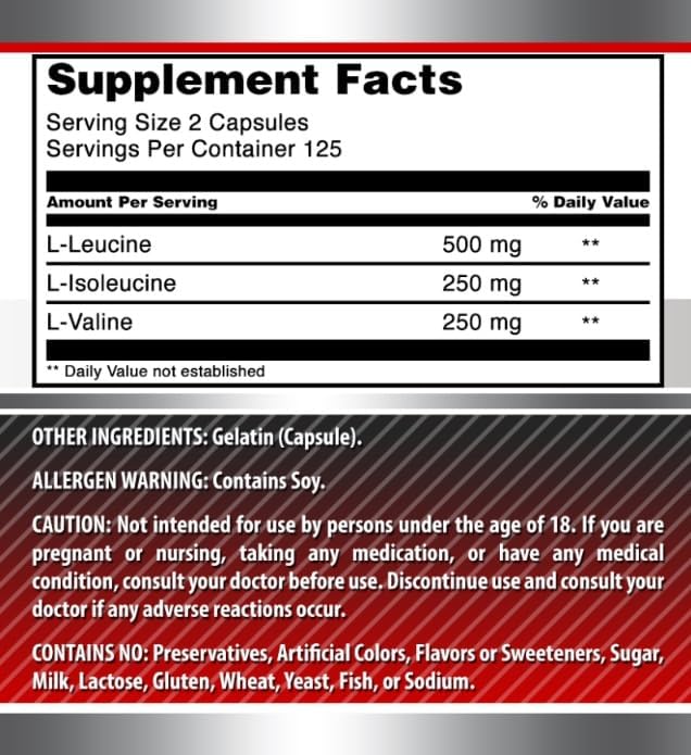 Leucina 500 mg en Amazing Formulas BCAA, soporte de aminoácidos