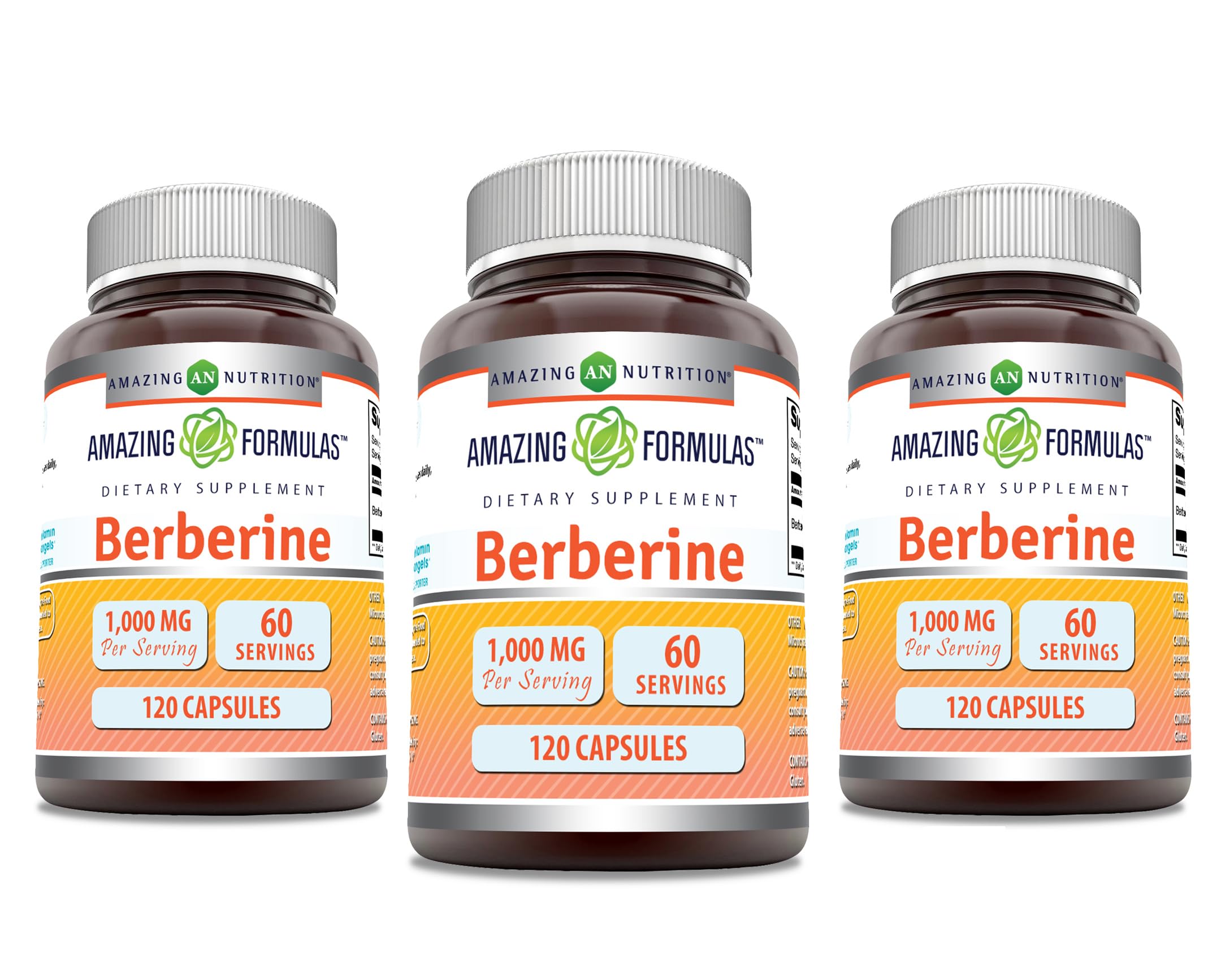 Berberina Amazing Formulas 1000 mg, cápsulas fáciles de tragar para apoyo nutricional diario.