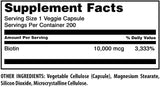 Envase de Amazing Formulas Biotina 10000 mcg elaborado en Estados Unidos.