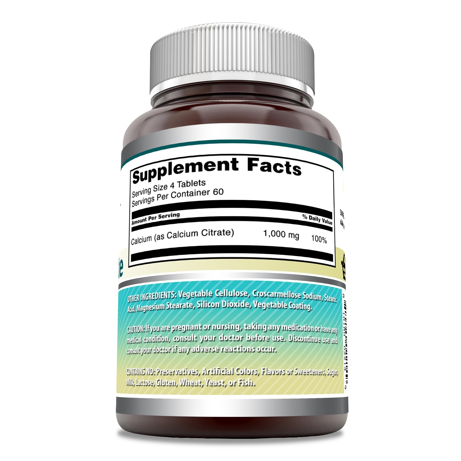 Amazing Formulas Calcio Citrato 1000 mg, envase práctico para almacenar.