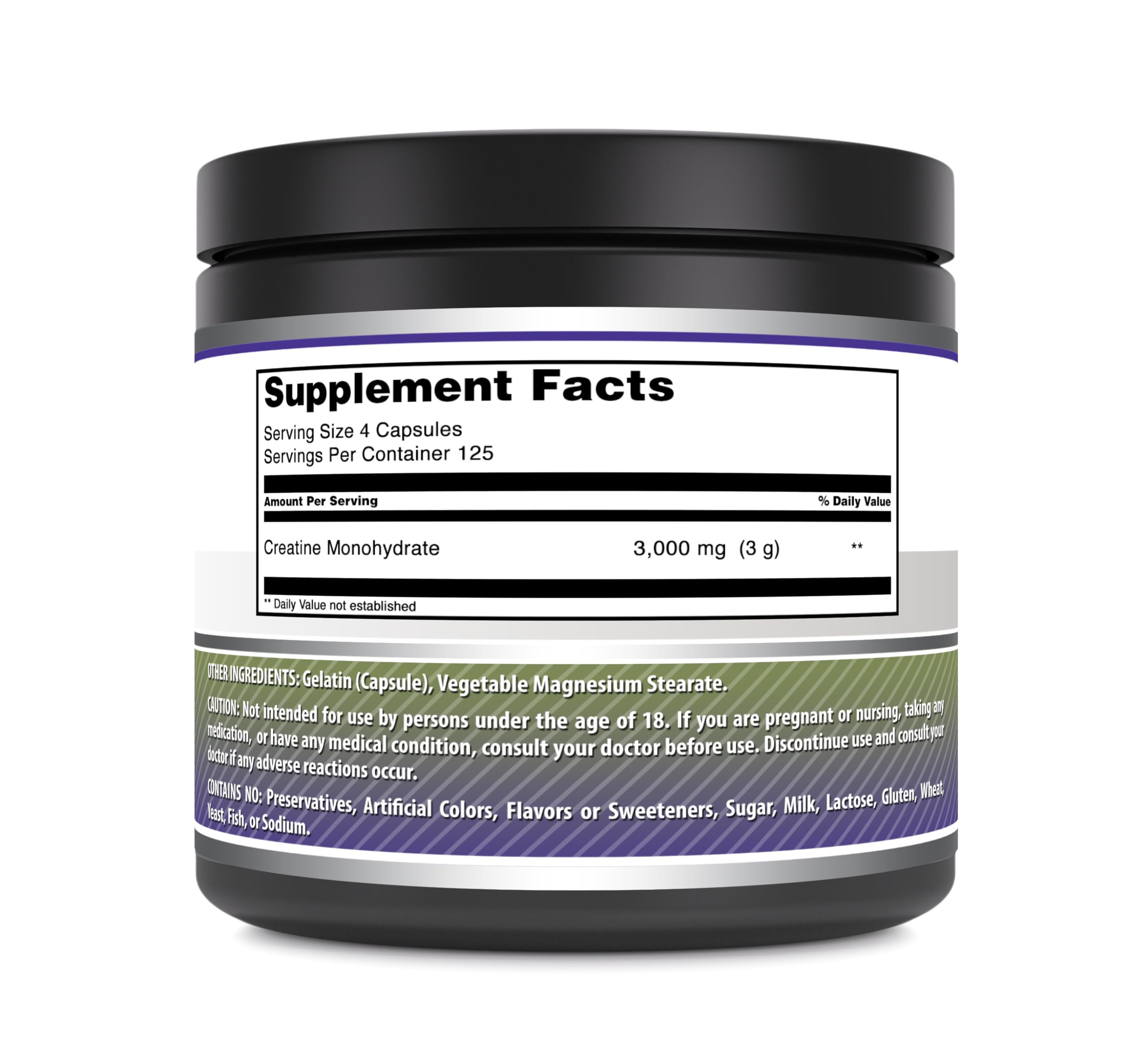 Amazing Formulas Creatina 3000 mg, bote de cápsulas, faciles de tragar.