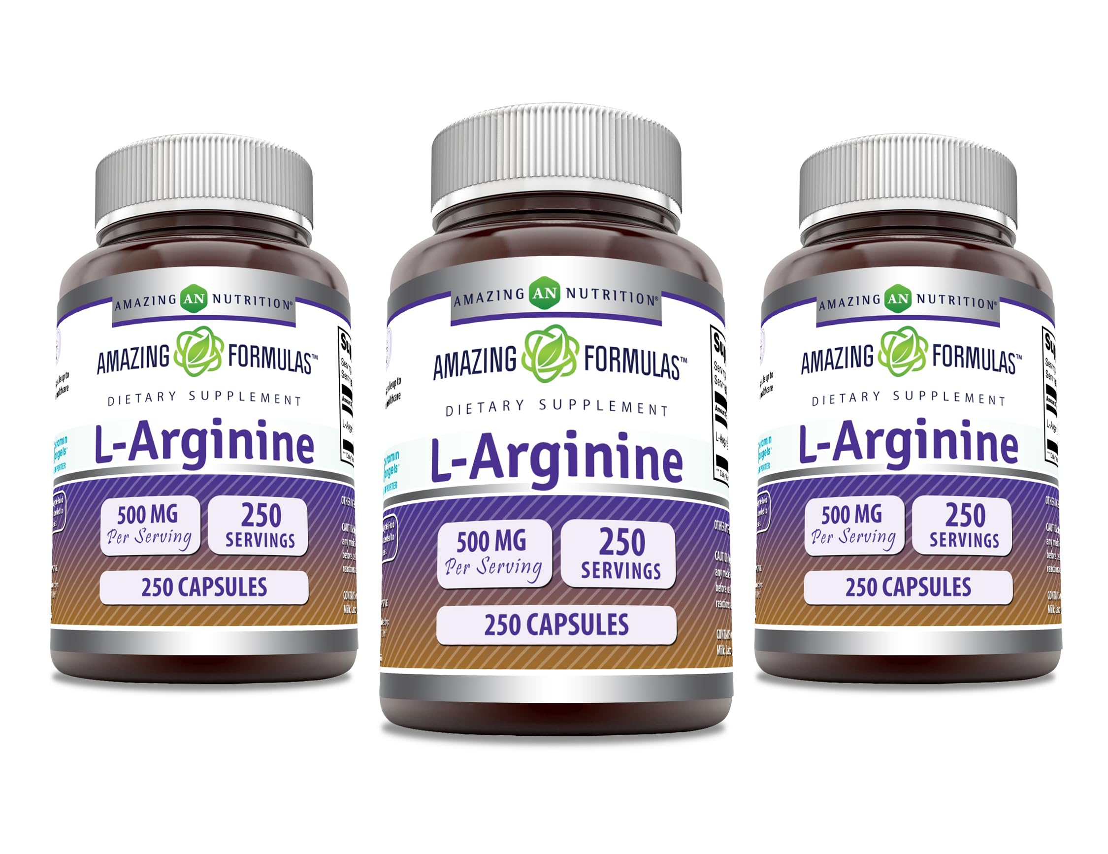 Amazing Formulas L-Arginina cápsulas frente: cápsulas fáciles de tragar para uso diario.