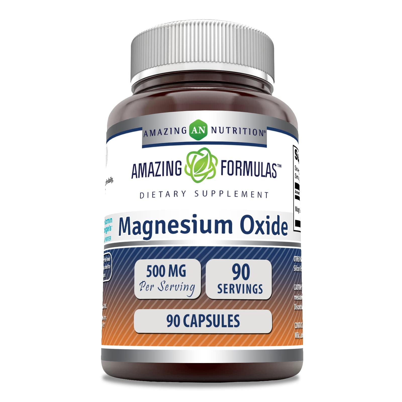Amazing Formulas Magnesio Óxido 500 mg, botella frontal, apoyo diario