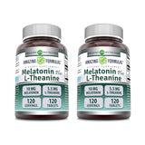 Amazing Formulas Melatonina 10 mg con L-Teanina 5,5 mg, tableta sobre mesa para descanso nocturno