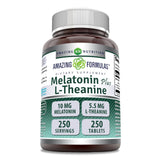 Etiqueta Amazing Formulas Melatonina 10 mg y L-Teanina 5,5 mg para sueño más tranquilo