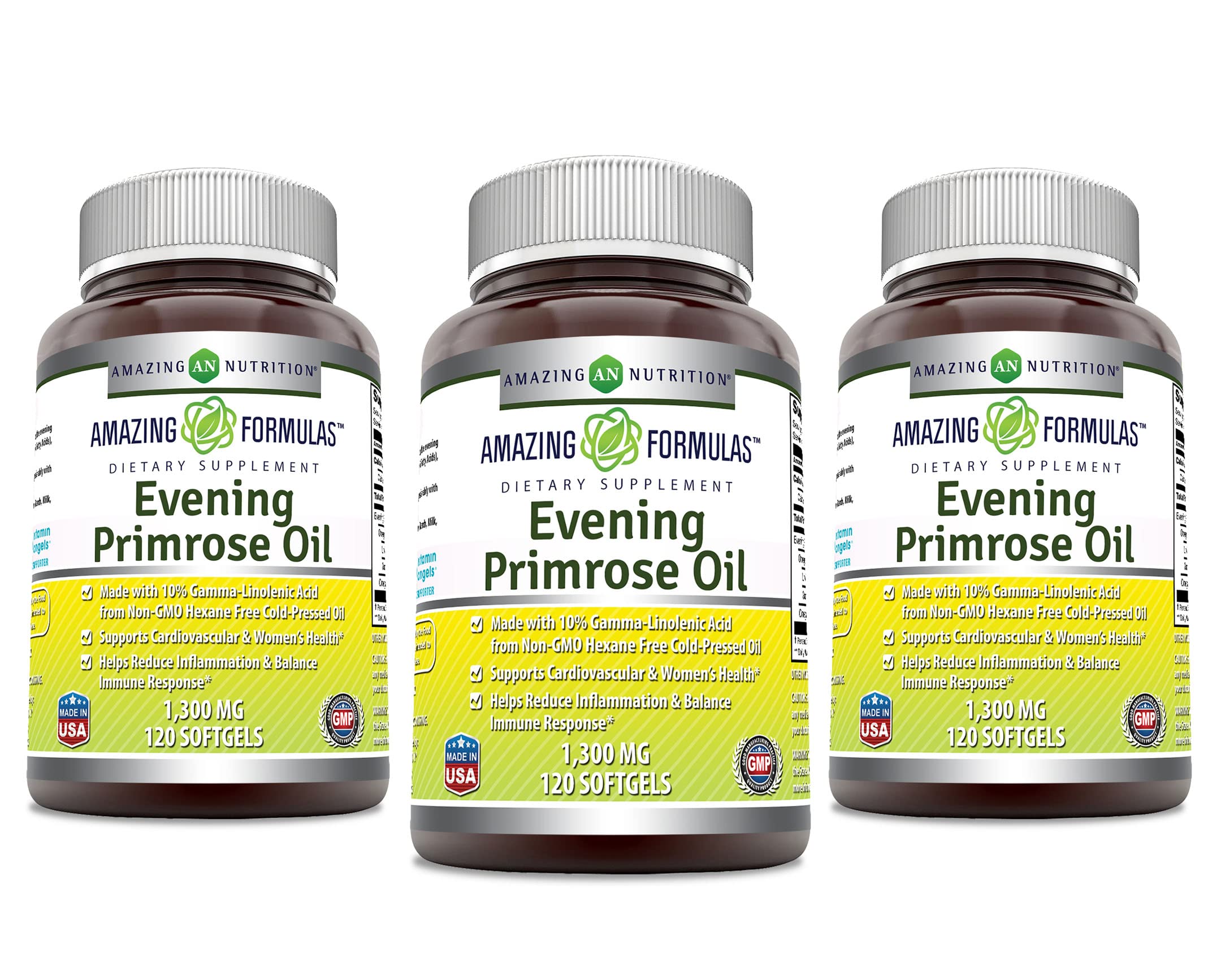 Amazing Formulas Aceite de Onagra 1300 mg, cápsulas blandas para bienestar diario