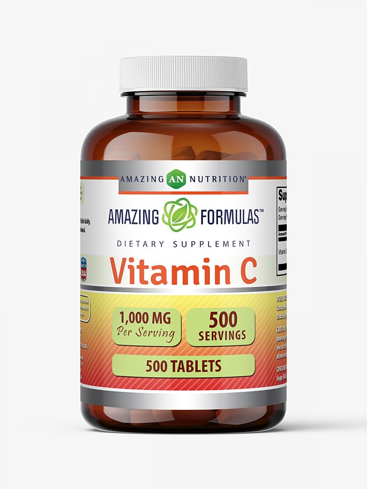 Amazing Formulas Vitamina C 1000 mg, tabletas en botella para uso diario.