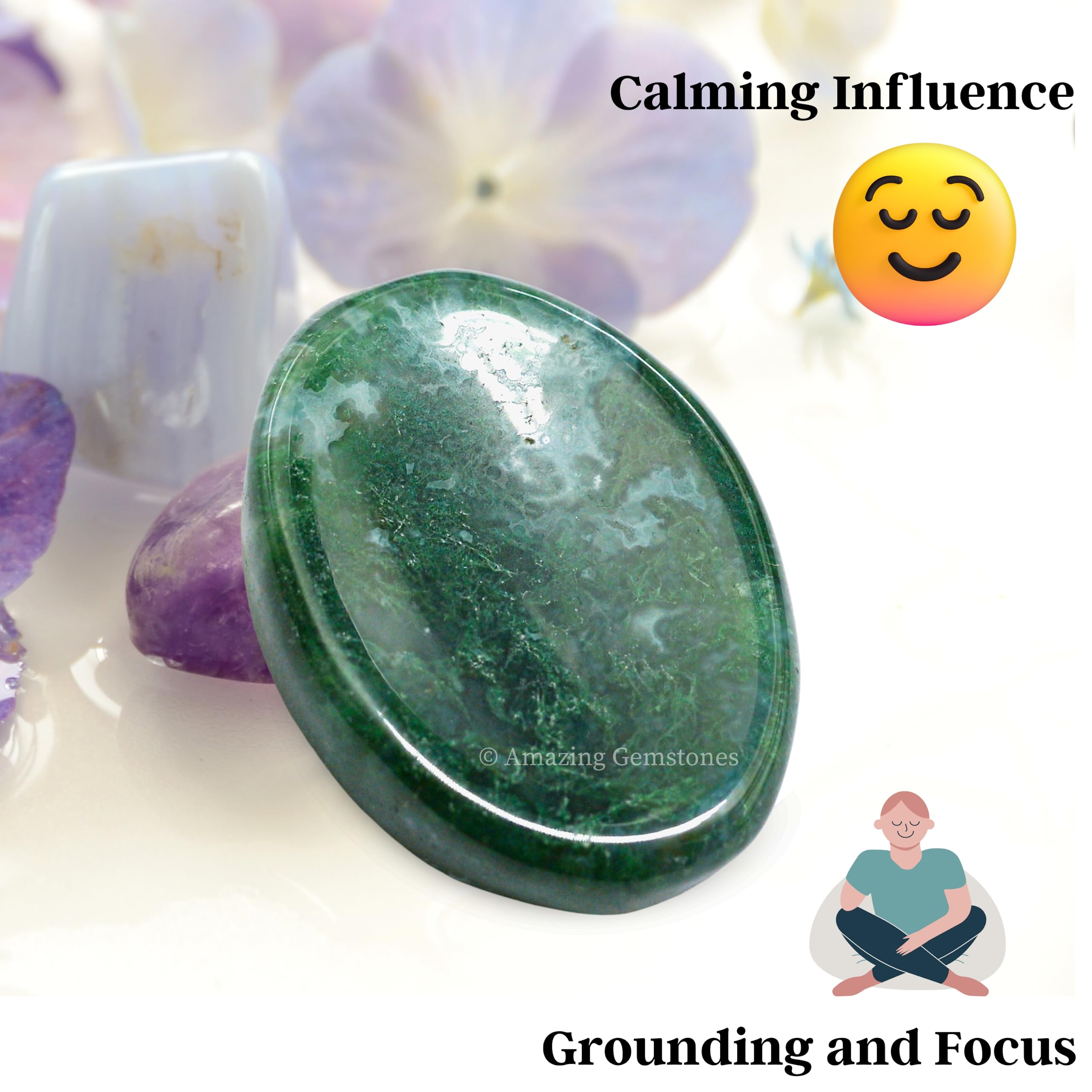 Accesorio táctil Amazing Gemstone Moss Agate para tranquilidad diaria.