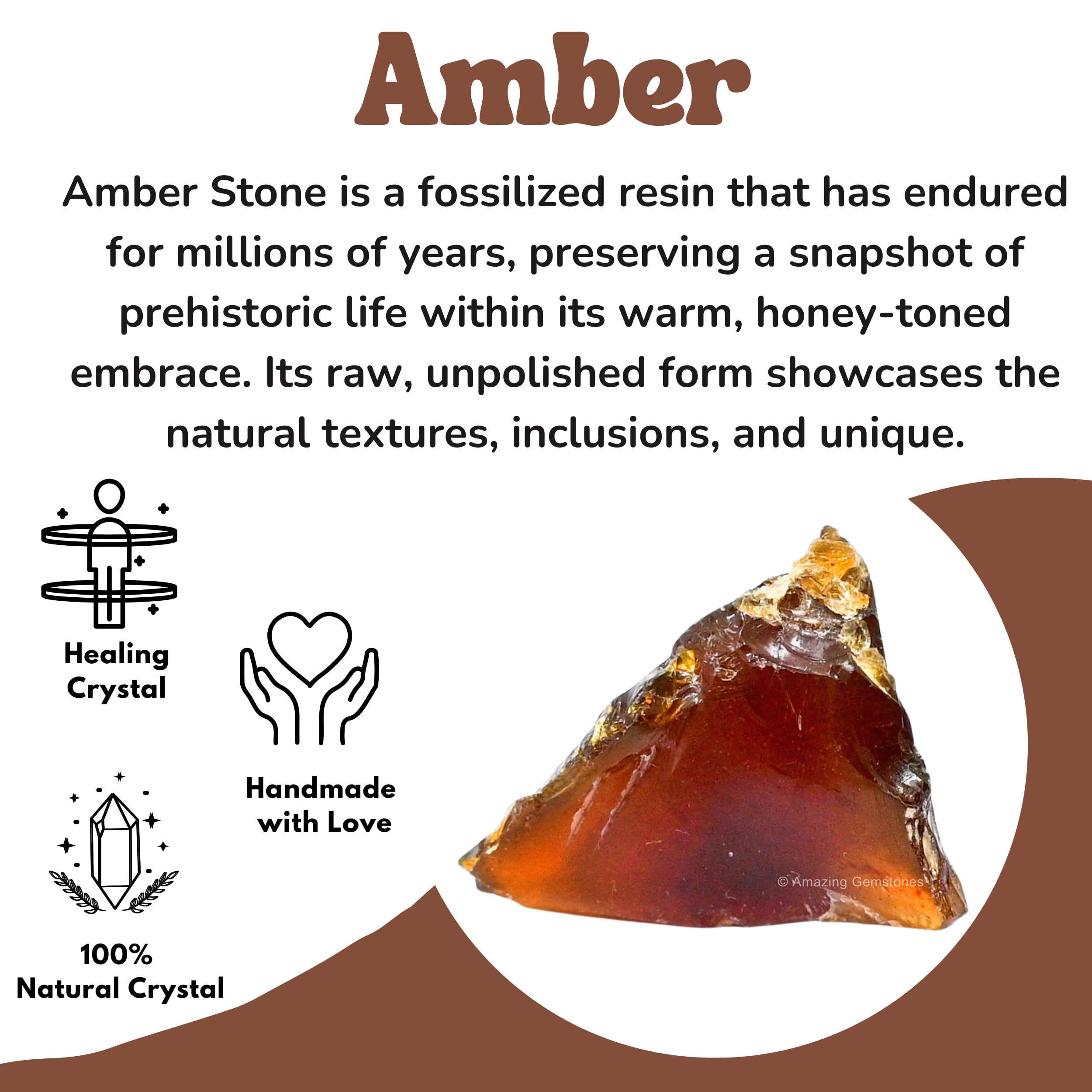 Amazing Gemstone ámbar crudo equilibrio chakras con color cálido