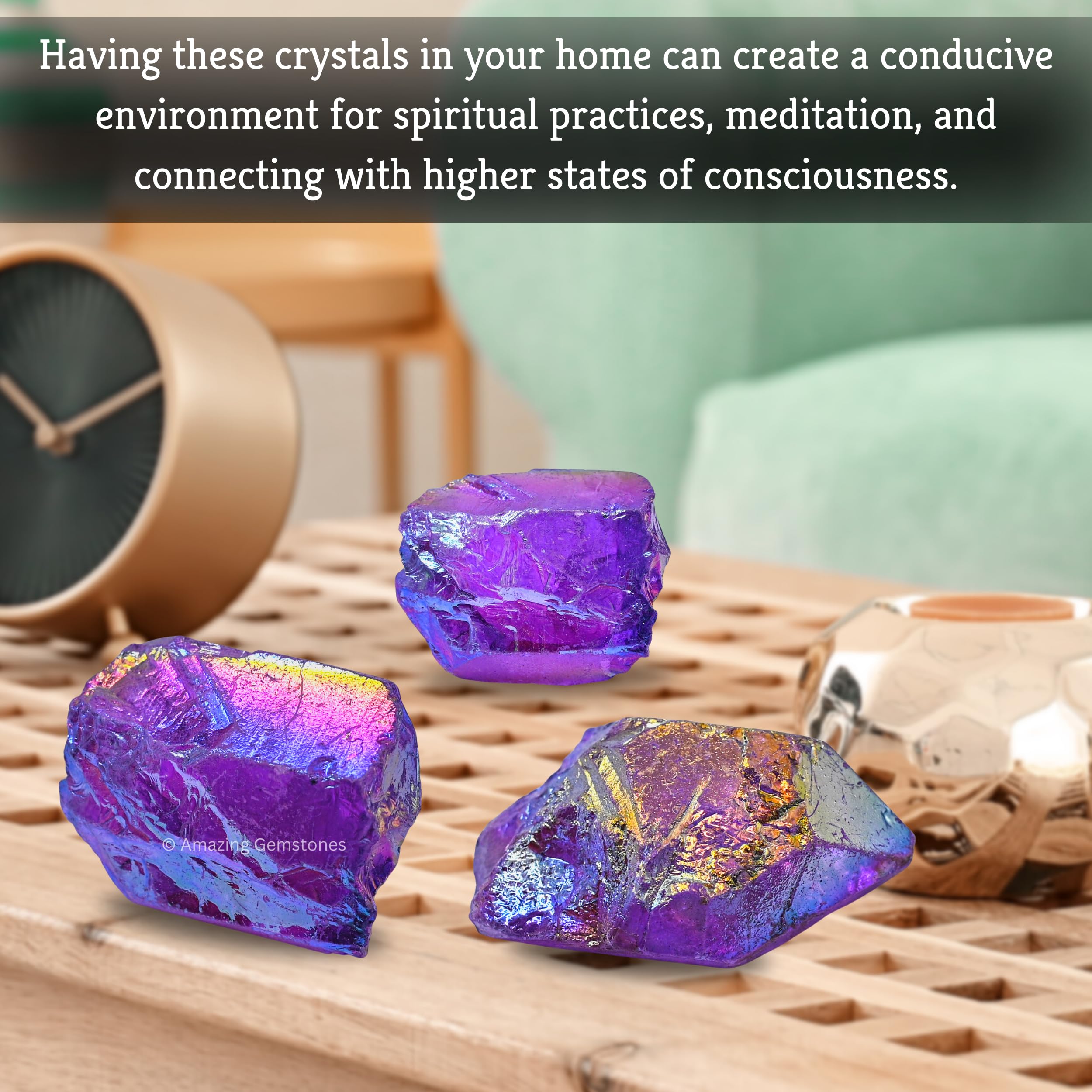 Amazing Gemstone Amethyst Aura Quartz en bolsa de terciopelo para regalo elegante.