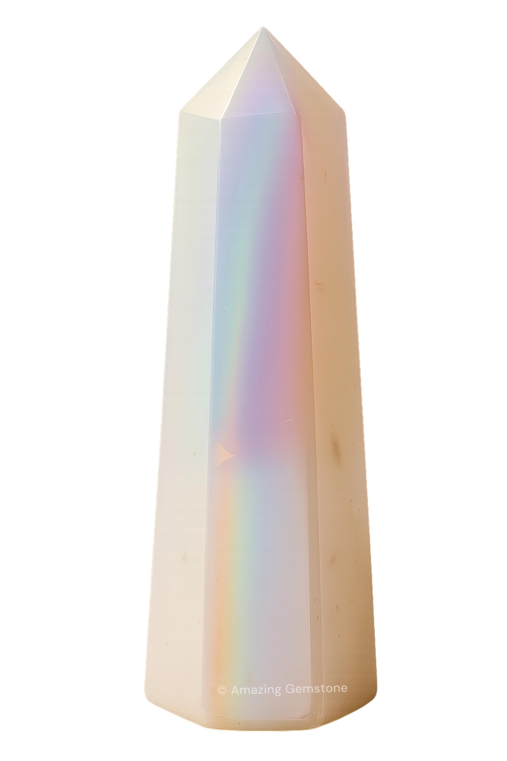 Amazing Gemstone Angel Aura Quartz, torre-punta, dirige energía positiva en el espacio.