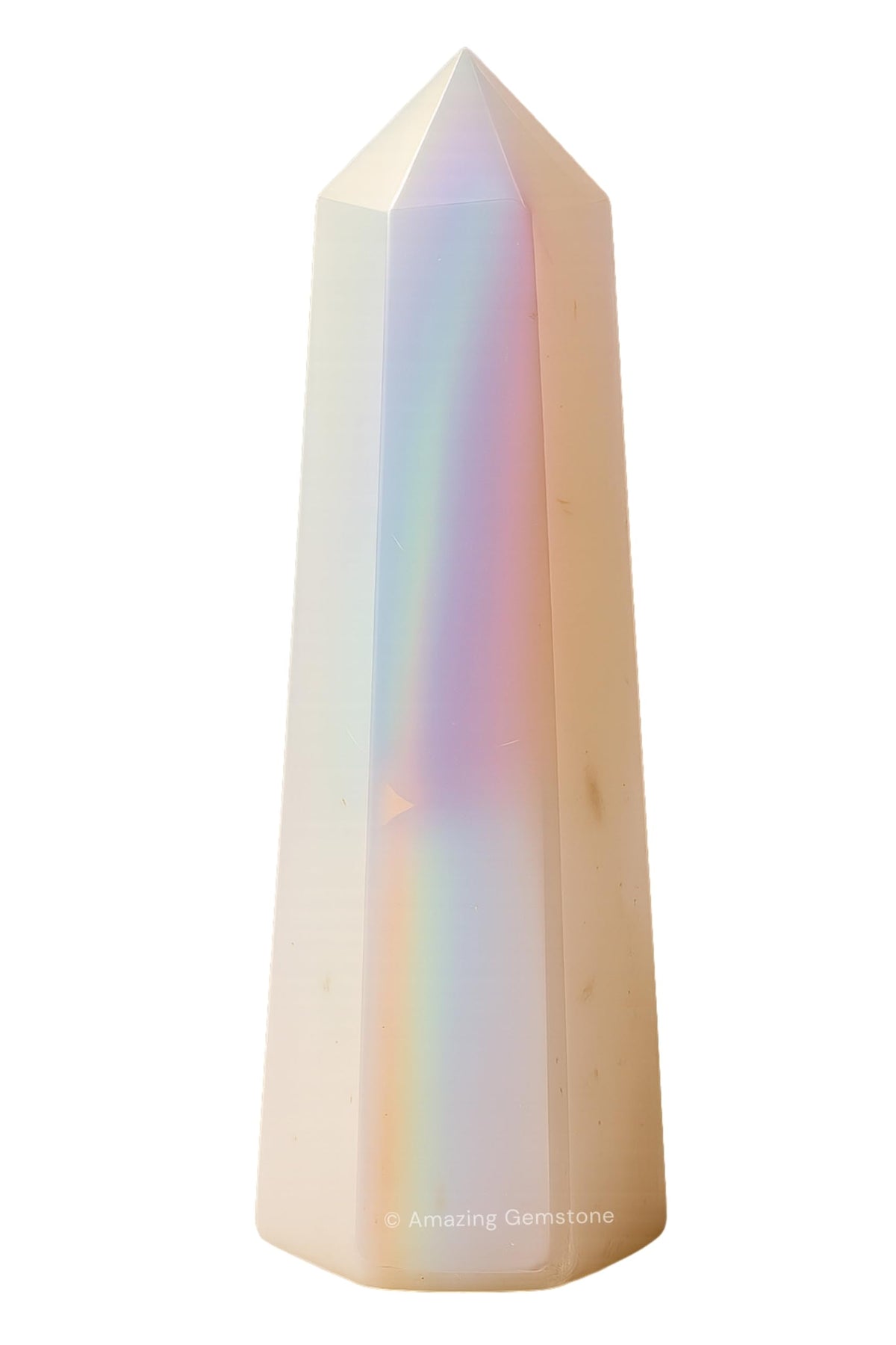 Amazing Gemstone Angel Aura Quartz, torre-punta, dirige energía positiva en el espacio.