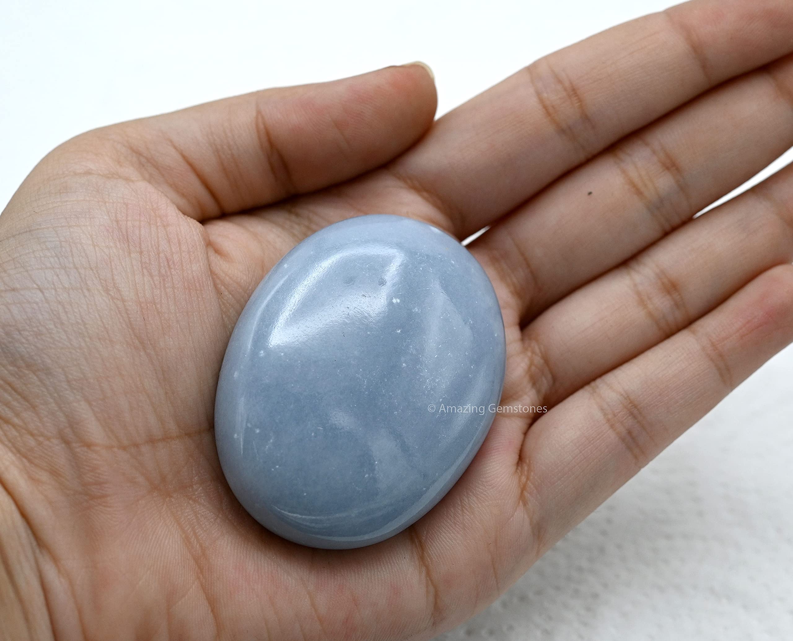 Regalo perfecto de Amazing Gemstone: angelite palma grande para cumpleaños y calma
